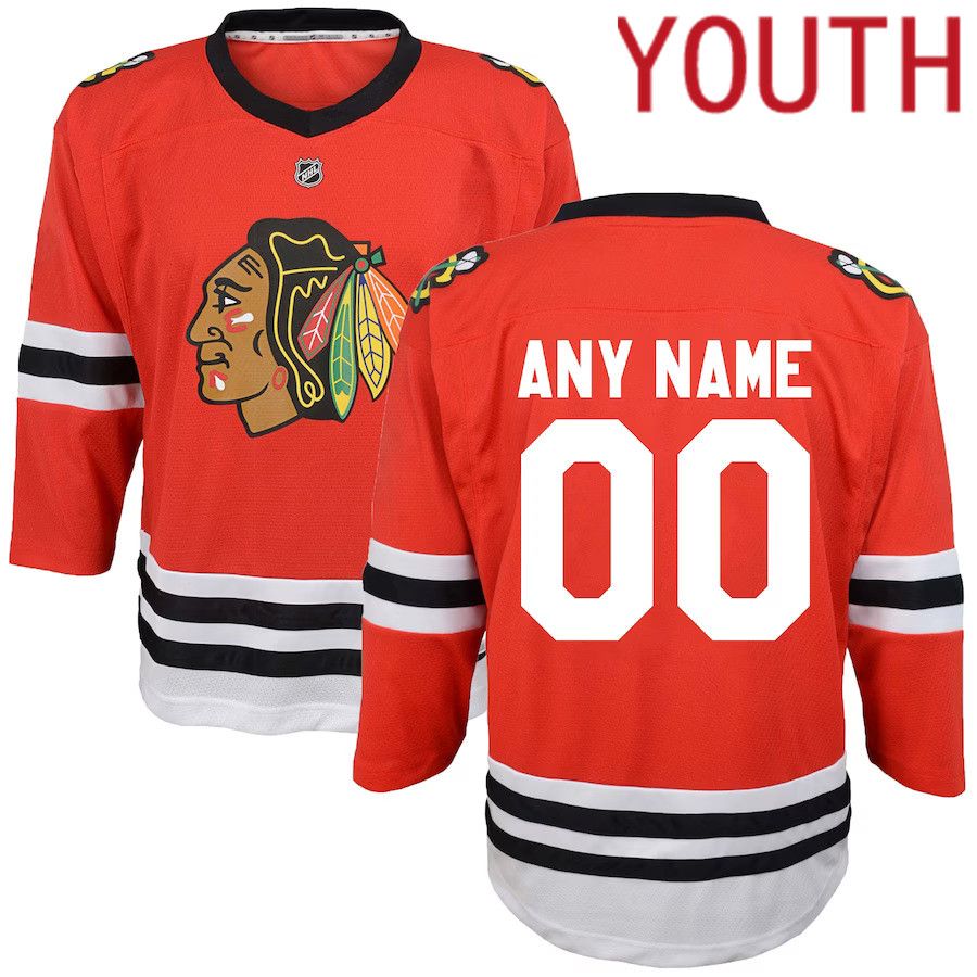 Youth Chicago Blackhawks Red Replica Custom NHL Jersey->youth nhl jersey->Youth Jersey